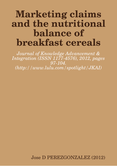 Marketing claims and the nutritional balance of breakfast cereals