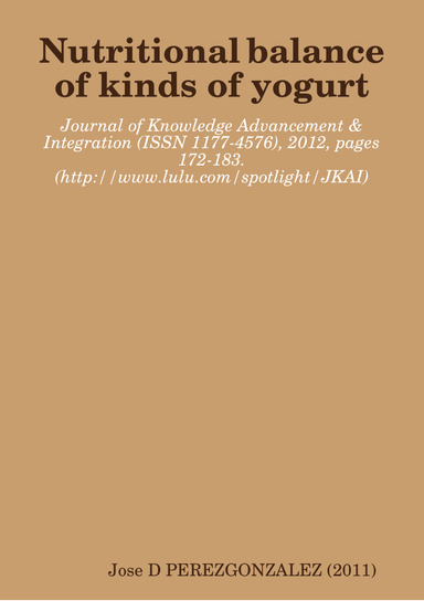 Nutritional balance of kinds of yogurt