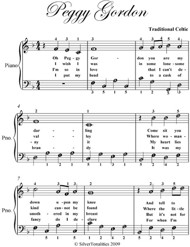 Peggy Gordon Easy Piano Sheet Music Pdf