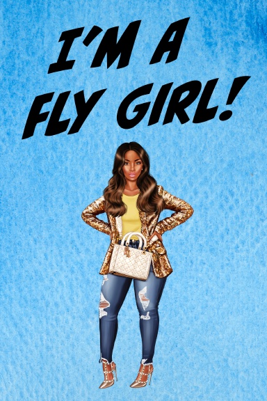 I'm A Fly Girl African American Woman Blue 6 x 9 100 Pages Dot Grid Journal