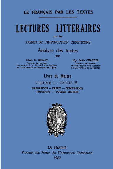 Lectures littéraires - Volume 1 - Livre du Maître (Partie B)