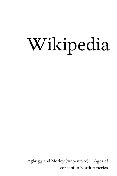 Volume 0601, Agbrigg and Morley (wapentake) --- Ages of consent in North America