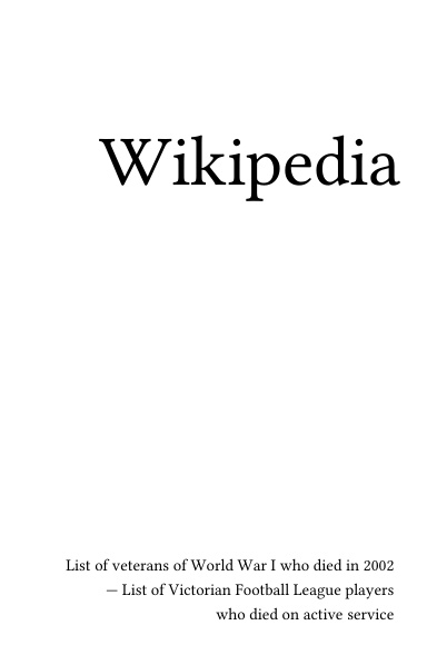 Volume 4410, List of veterans of World War I who died in 2002 --- List of Victorian Football League players who died on active service