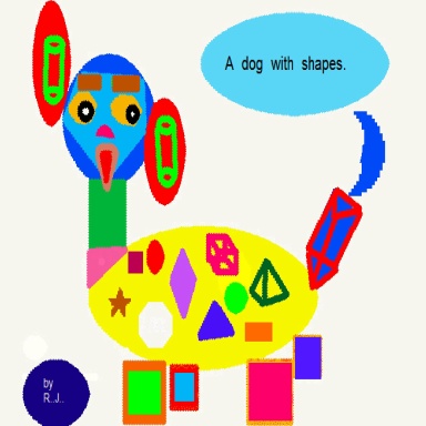A dog with shapes