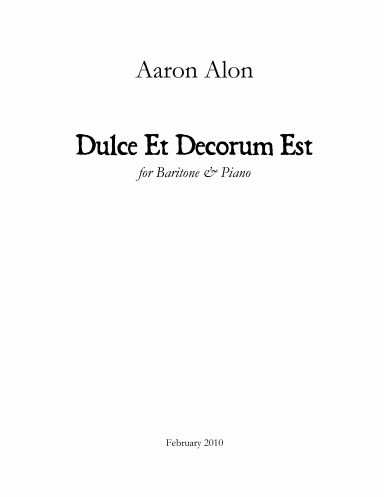 Dulce Et Decorum Est (Piano/Vocal version)
