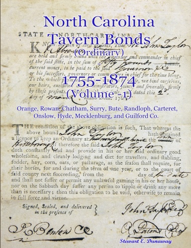 North Carolina Tavern Bonds - Vol 1 (1755-1874)