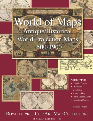 Antique Historical World Projection Clip Art Maps, 1500-1900