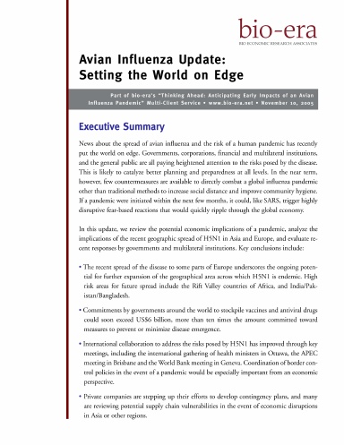 Avian Influenza Update: Setting the World on Edge - 11-10-2005