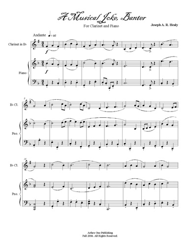 "A Musical Joke, Banter For Clarinet and Piano