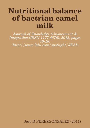 Nutritional balance of bactrian camel milk
