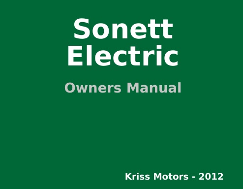 Sonett Electric Owners Manual