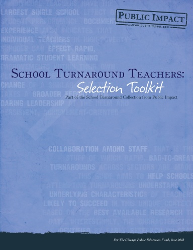 School Turnaround Teachers: Selection Toolkit