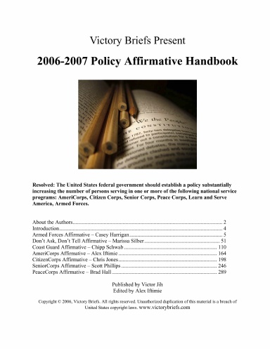 The 2006-2007 Policy Affirmative Handbook Print Edition