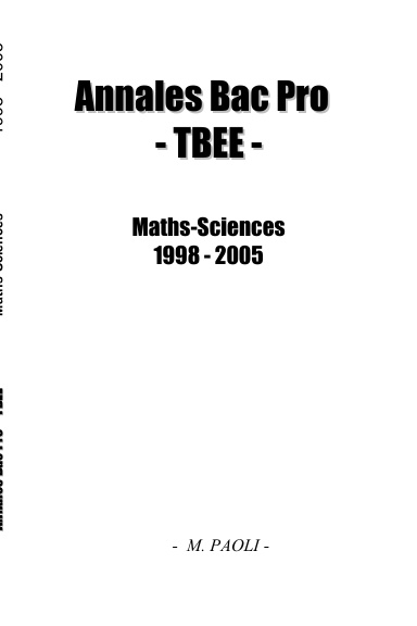 Annales Bac Pro TBEE 1998-2005