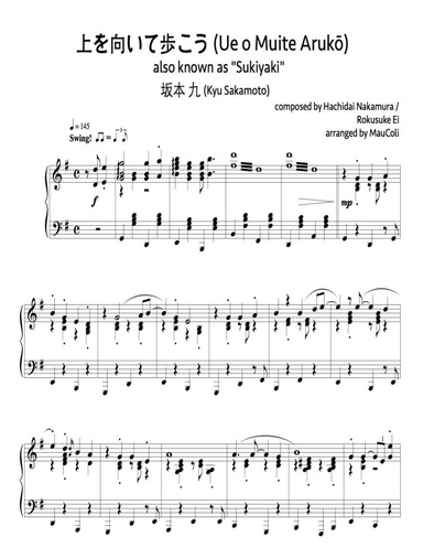 上を向いて歩こう (Ue o Muite Arukō - Sukiyaki) (piano sheet music)