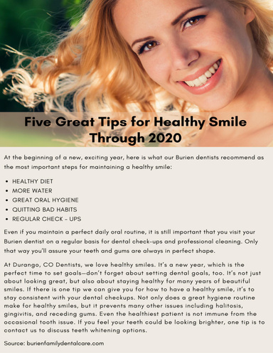 Five Great Tips for Healthy Smile Through 2020