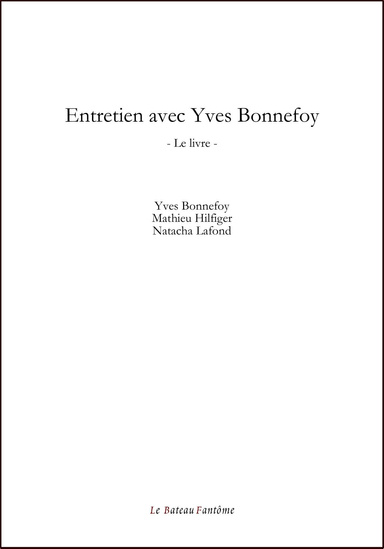 Entretien avec Yves Bonnefoy - Le livre