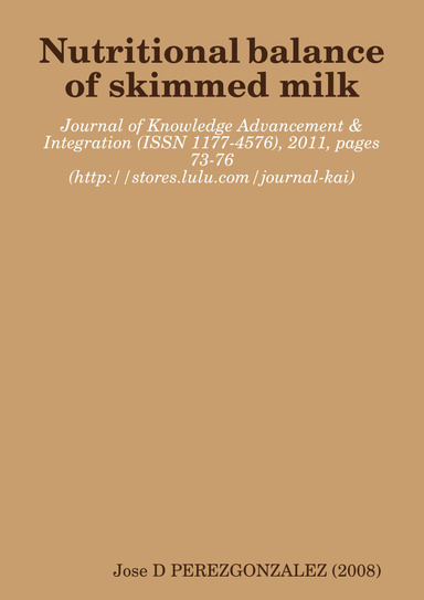 Nutritional balance of skimmed milk