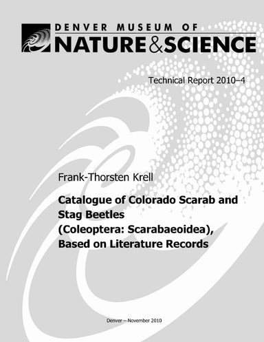 Catalogue of Colorado Scarab and Stag Beetles