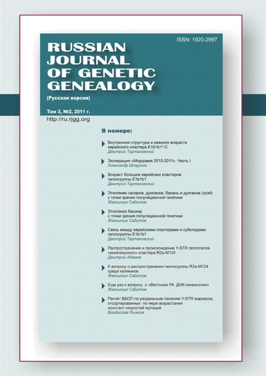 Russian Journal of Genetic Genealogy (Русская версия). Том 3, №2, 2011