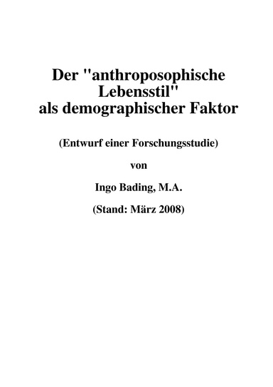 Der "anthroposophische Lebensstil" als demographischer Faktor