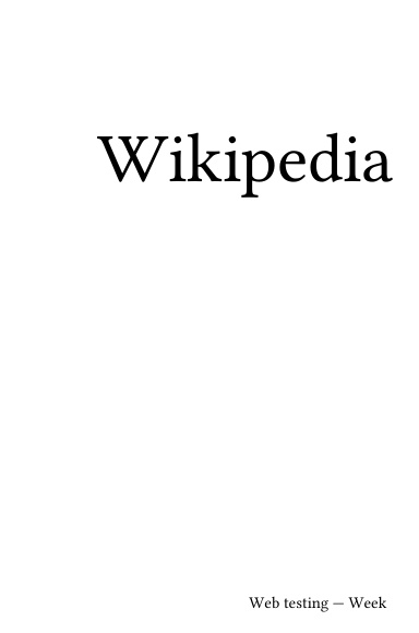 Volume 7243, Web testing --- Week
