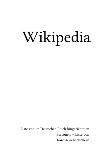 Volume 1995, Liste von im Deutschen Reich hingerichteten Personen --- Liste von Karosserieherstellern