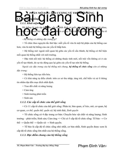 Bai Giang Sinh Học Dai Cuong Pham Dinh Van