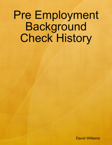 Pre Employment Background Check History