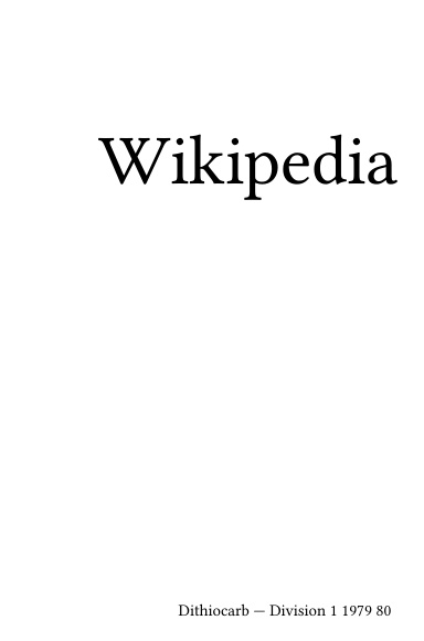 Volume 0684, Dithiocarb --- Division 1 1979 80