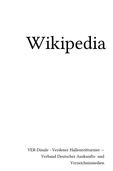 Volume 3196, VER-Dinale - Verdener Hallenreitturnier --- Verband Deutscher Auskunfts- und Verzeichnismedien