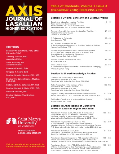 AXIS: Journal of Lasallian Higher Education 7:3