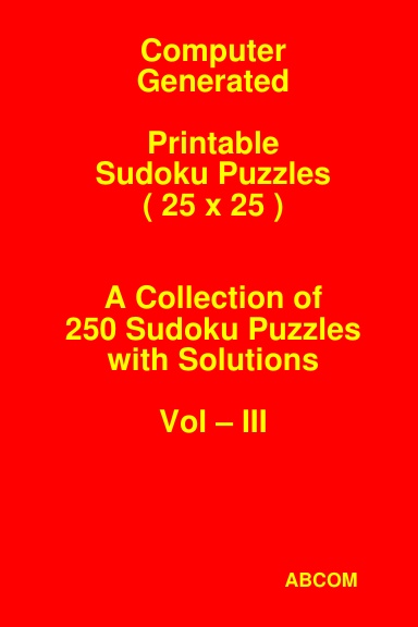 Printable Sudoku Puzzles 25x25 Vol - III