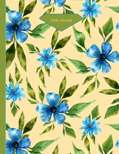 365 Daily Journal - Blue Flowers Cover 11"x 8.5" Paperback Dated Perpetual Annual Planner 370 pages