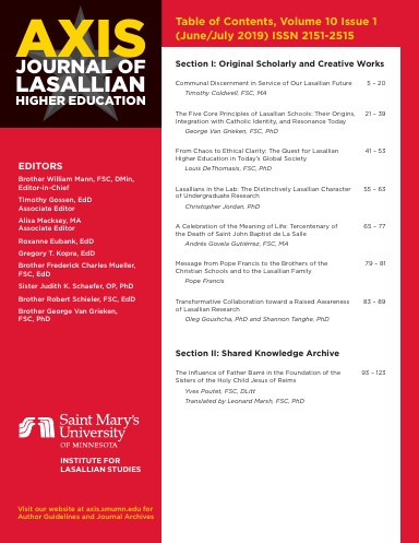 AXIS: Journal of Lasallian Higher Education 10:1
