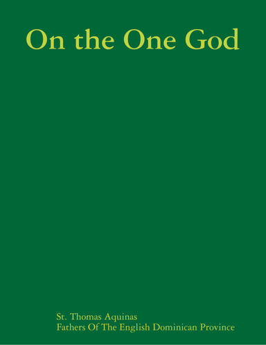 On the One God
