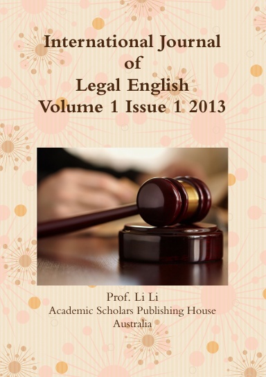 International Journal of Legal English Volume 1 Issue 1 2013