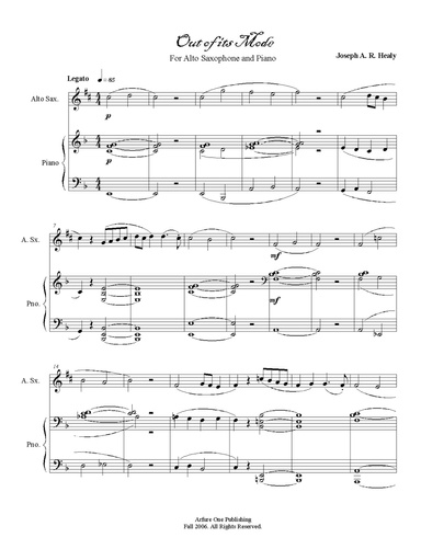 "Out of its Mode for Alto Saxophone and Piano"