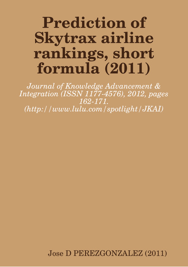 Prediction of Skytrax airline rankings, short formula, 2011