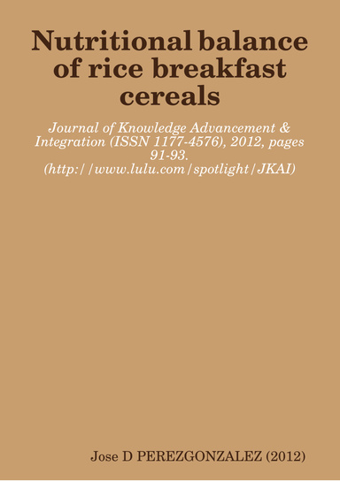 Nutritional balance of rice breakfast cereals