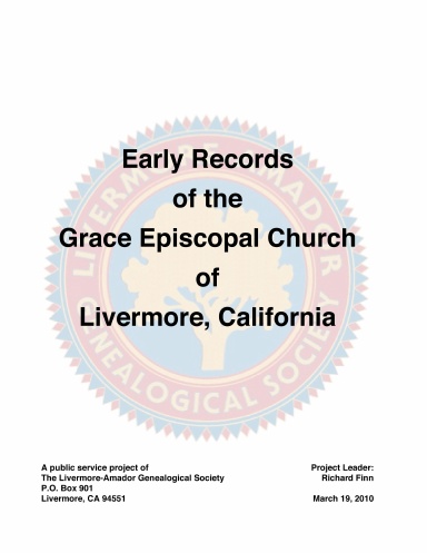Early Records of the Grace Episcopal Church of Livermore, California