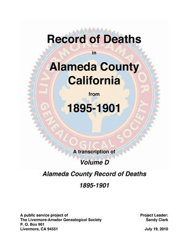 Record of Deaths in Alameda County, California, from 1895 to1901