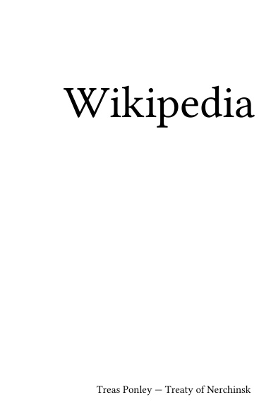 Volume 6915, Treas Ponley --- Treaty of Nerchinsk