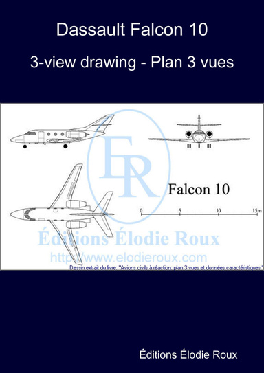 3-view drawing - Plan 3 vues - Dassault Falcon 10
