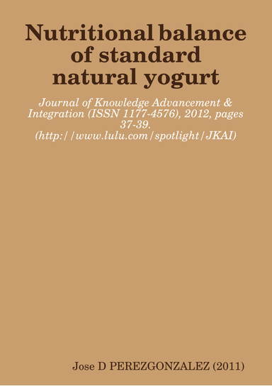 Nutritional balance of standard natural yogurt