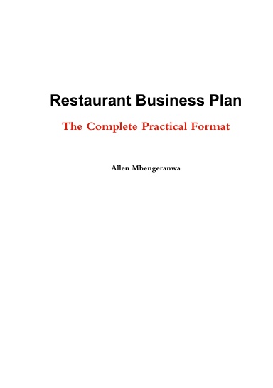 Restaurant Business Plan - The Complete Practical Format