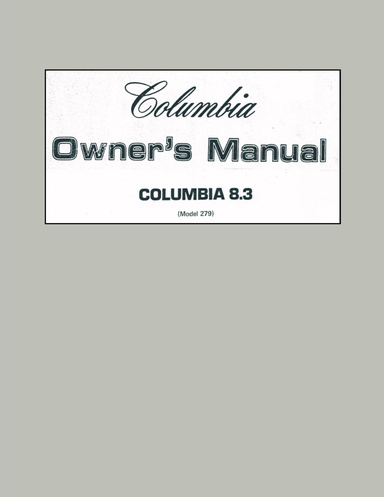 Columbia 8.3 Owners Manual