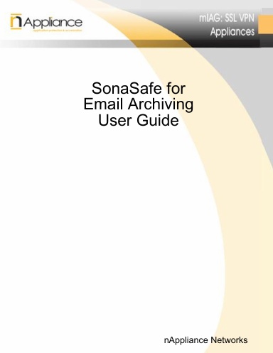 Sonasoft Sonasafe Archive User Guide (NN-DOC-SWUG-004)