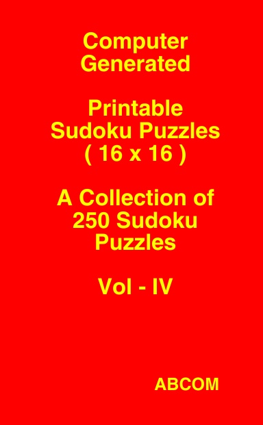 Printable Sudoku Puzzles 16x16 Vol - IV