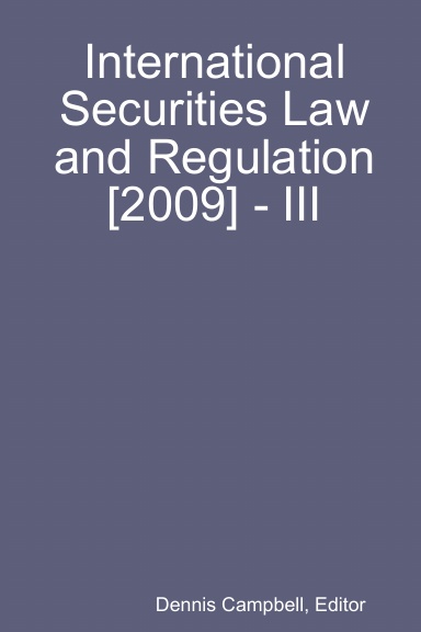 International Securities Law and Regulation [2009] - III